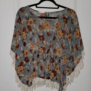 LAST CHANCE- Floral Top with Fringe Details